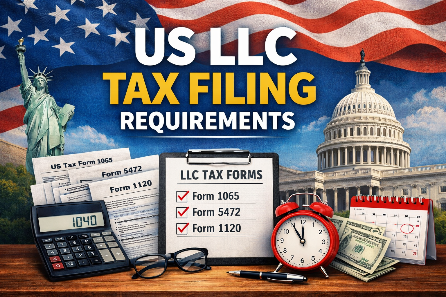 US LLC tax filing requirements showing IRS forms, deadlines, and compliance documents