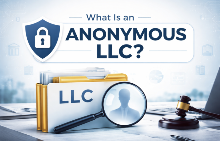 What is an Anonymous LLC showing privacy protection, LLC documents, and business anonymity concept