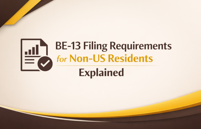 BE-13 filing requirements for non-US residents explained with business compliance document illustration