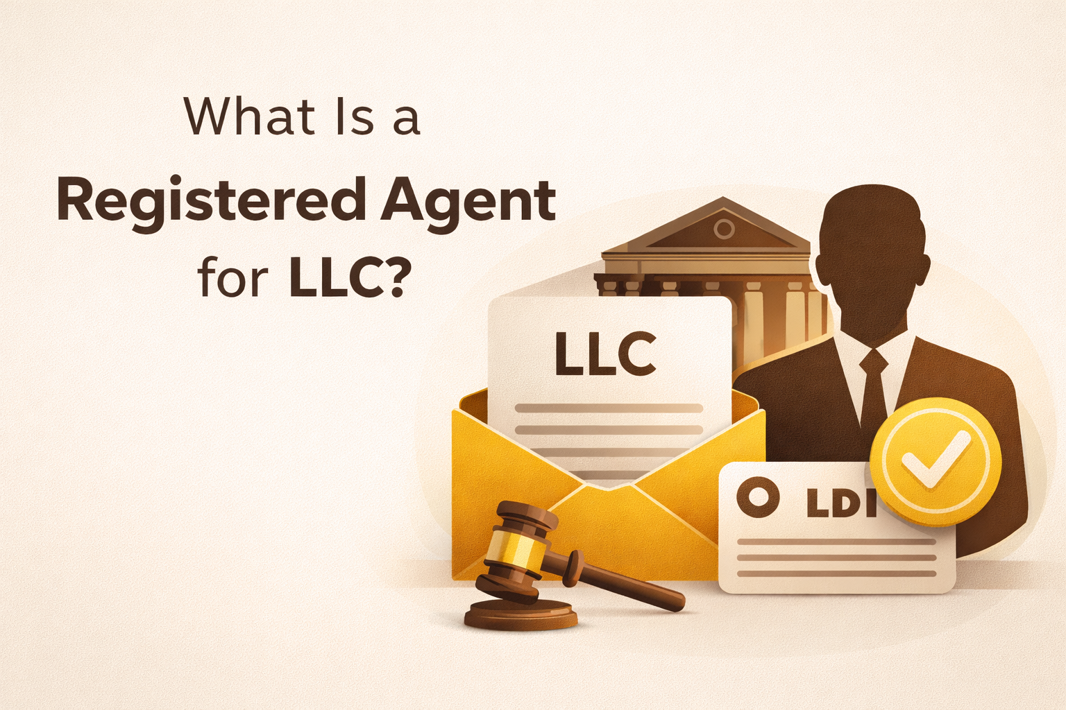 What is a registered agent for LLC cover image with LLC document, legal compliance concept, and business representation